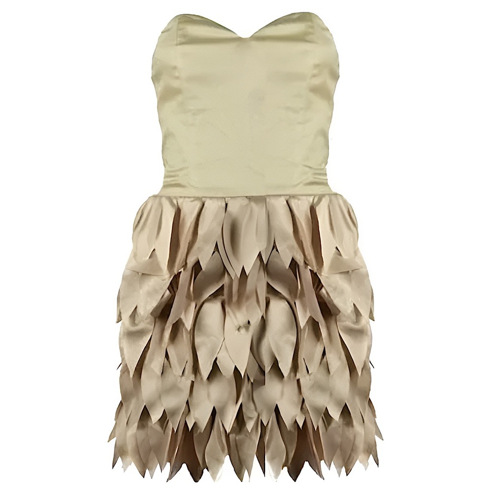 RICKETY RACK #102 Champagne Petal Appliqué Luxury Party Dress LARGE